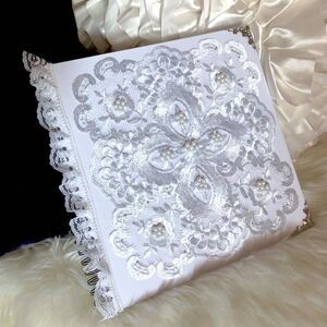 Handmade Wedding Scrapbook Photo Album Journal with Lace Faux Pearls Beads 40 Sh